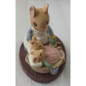Vintage Forest Friends Mice All Tucked In Figurine